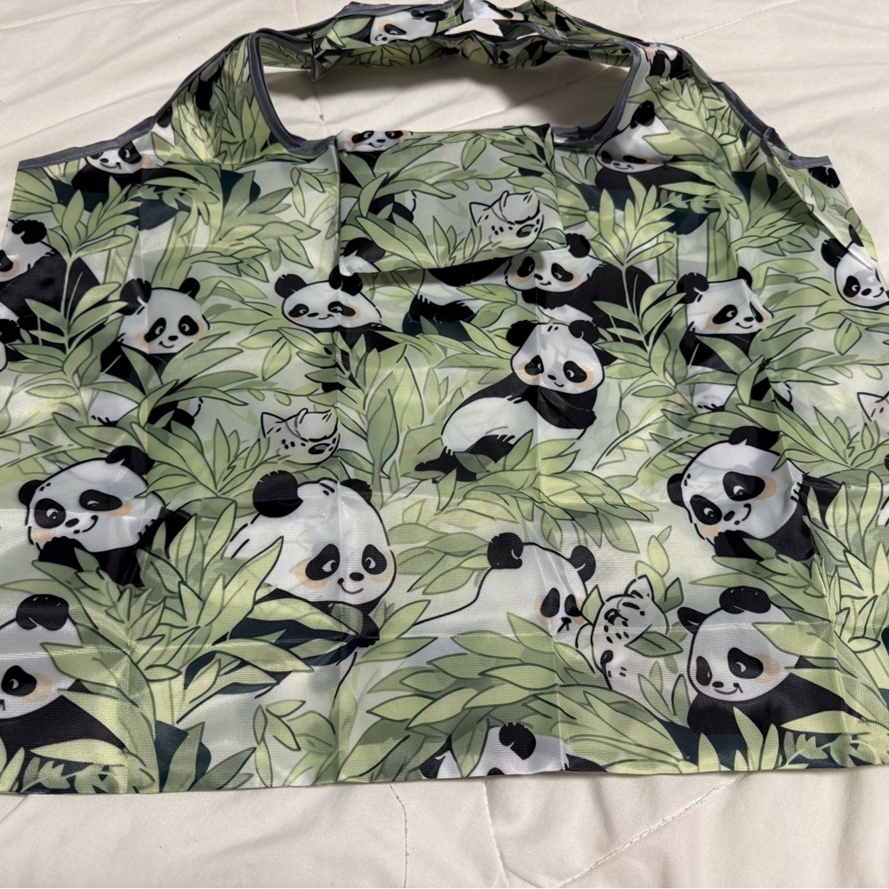 NEW Cute Panda Design Reusable Foldable Shopping Bag 15x22inches